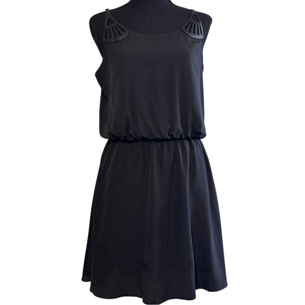 Guess Little Black‎ Dress Chiffon Sleeveless Pleated Blouson A-Line w/ Pockets 4